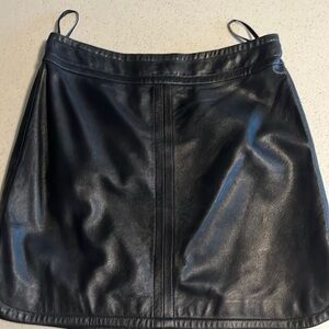 Amazing Navy Genuine Leather Skirt